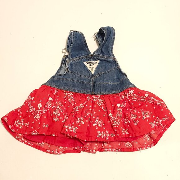 ADORABLE OshKosh B'Gosh Hankerchief Bandana Print Overall Dress Size 6 Months - Picture 5 of 5